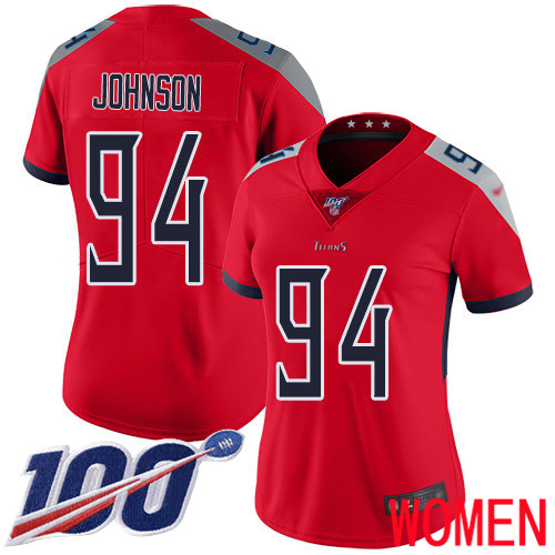 Tennessee Titans Limited Red Women Austin Johnson Jersey NFL Football 94 100th Season Inverted Legend